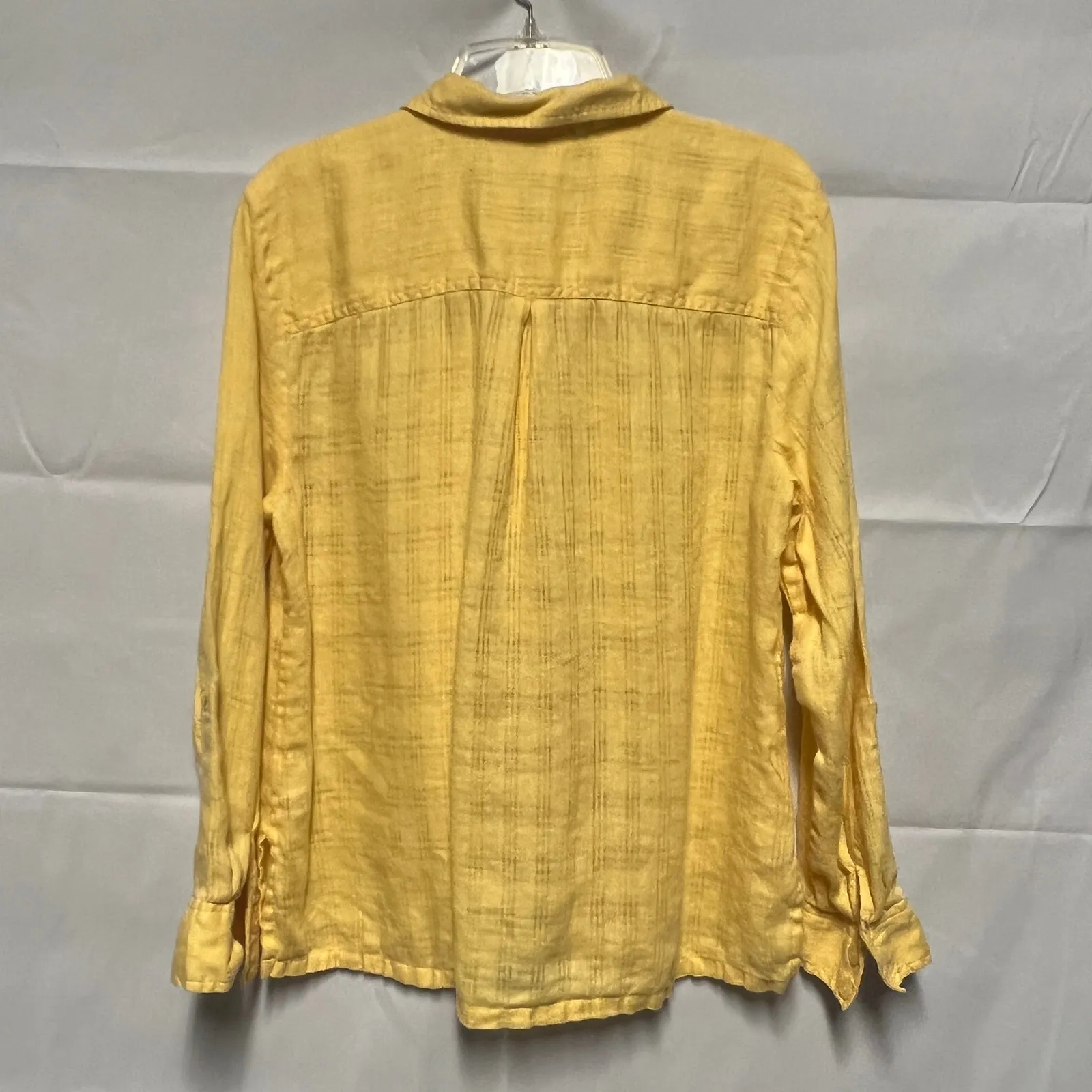 JM Collection Linen Yellow Women's Button Front Shirt Size 14 - Image 7