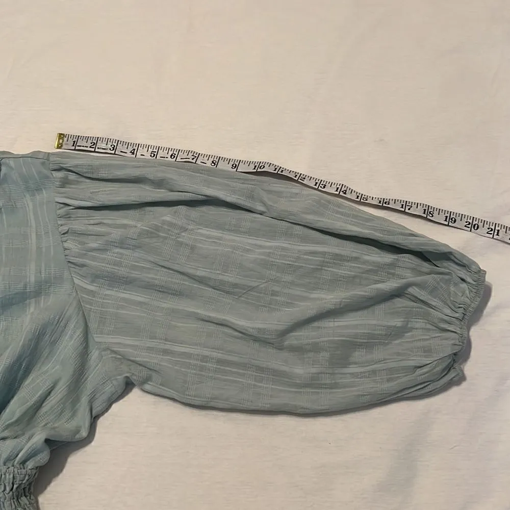 NWT talent size 1X light green puff sleeve lace detail elastic waist crop top - Image 6