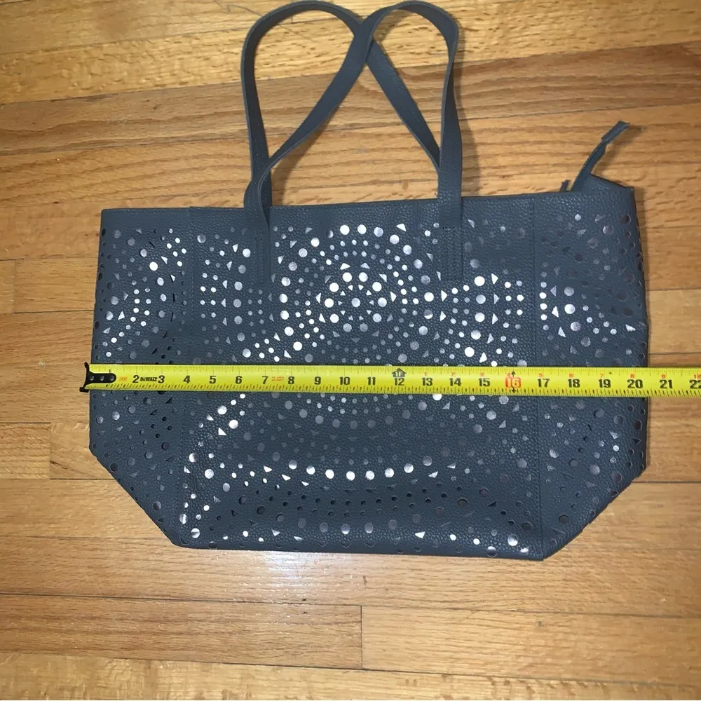 Bath & Body Works Large Laser Cut Grey & Metallic Silver/Dark Grey Tote Bag - Image 5