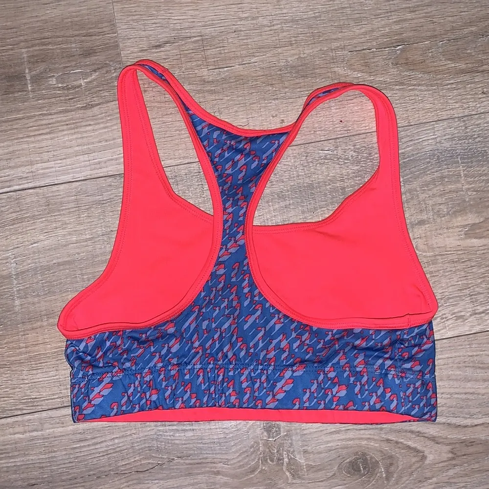 Pink Blue Splatter Pattern Reversible Active Activewear Sports bra - Image 2