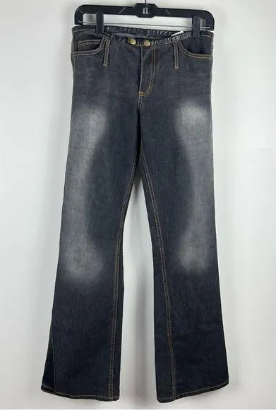 Allen B. by Allen Schwartz Leather Waistband Bootcut Jeans Size 30 USA Made Y2K Black - Image 1
