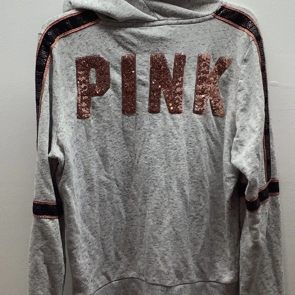 Victoria’s Secret PINK Rose Gold Sequence Size Large Hooded Sweater. Preloved - Image 4
