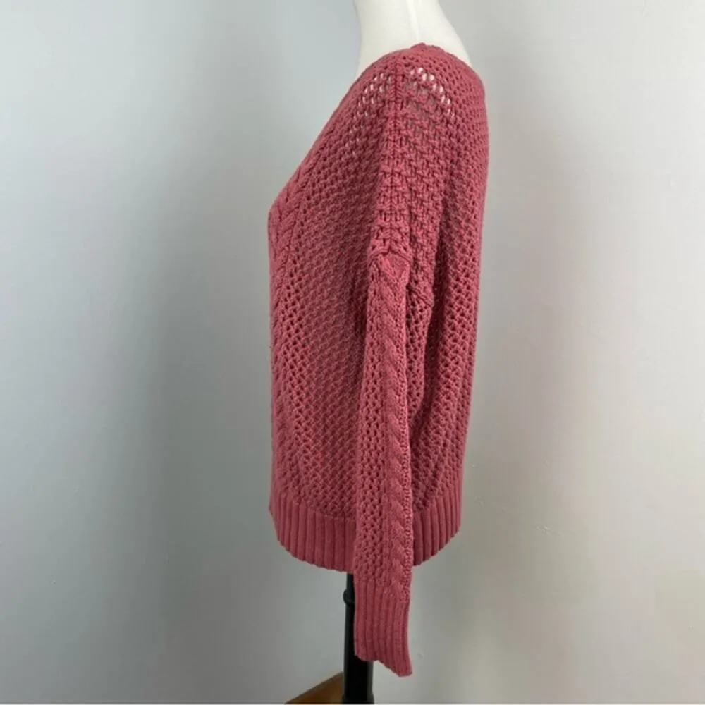 American Eagle Mauve Loose Knit Chunky Sweater Large Crew Neck - Image 7