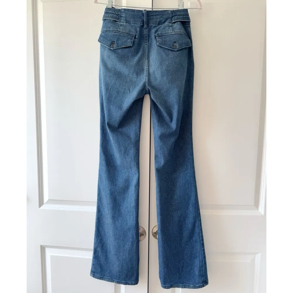 Pilcro Anthropologie Polished Mid Rise Blue Dark Wash Full Length Bootcut Jeans - Image 7