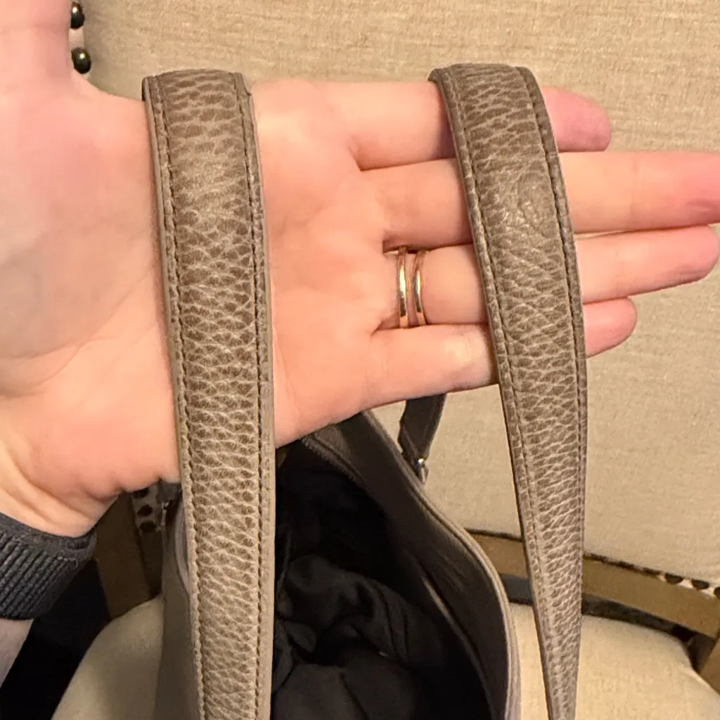 Tory Burch Taupe Leather Tote - Image 4