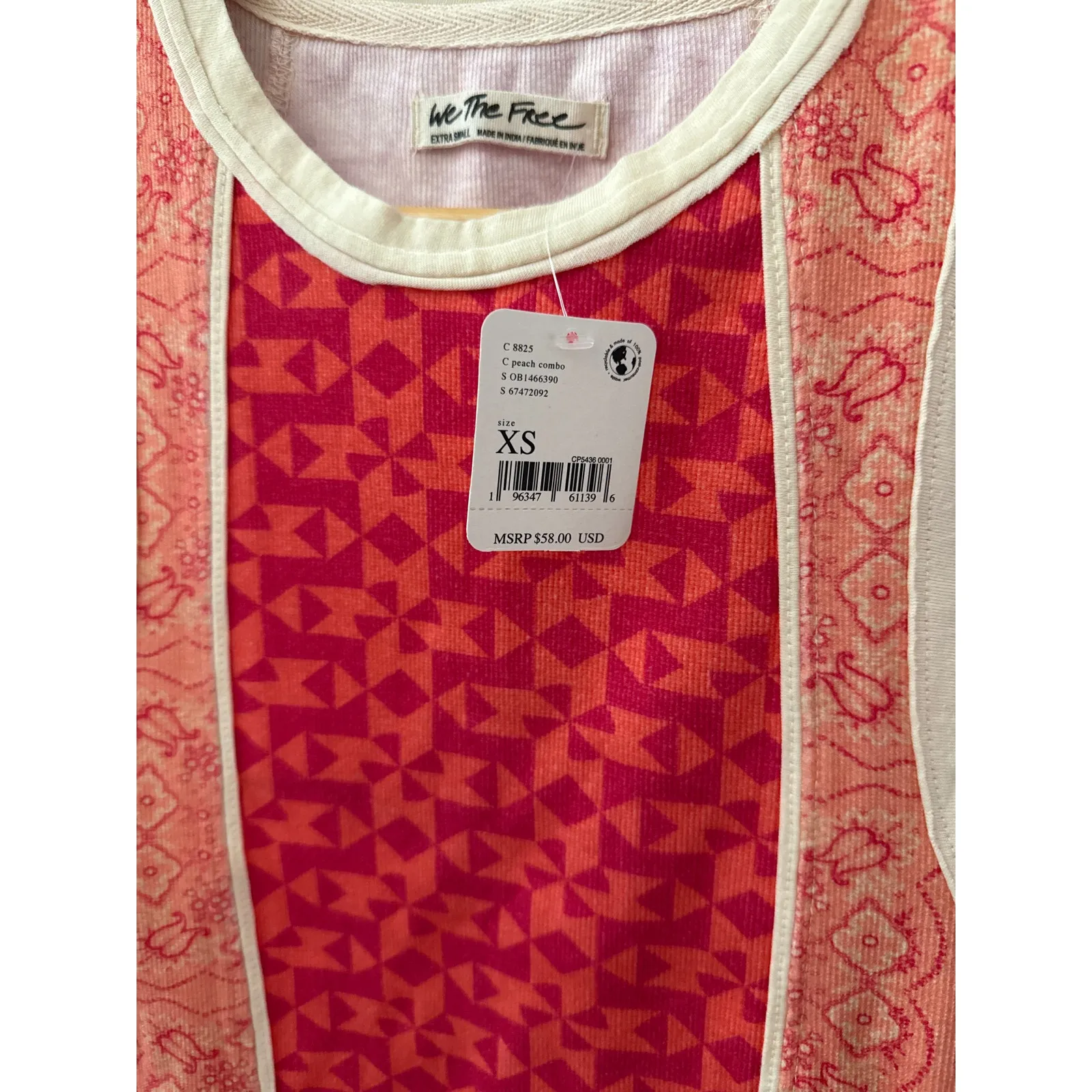 Free People We The‎ Free Racerback Too Hot To Handle Tank Peach Combo Size XS - Image 8