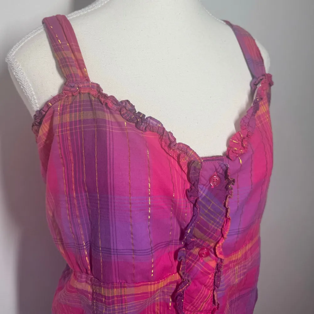 Lemon Kiss Tank Women 2XL Pink Plaid Plus Size Cotton Barbie Bratz Y2K Western - Image 3