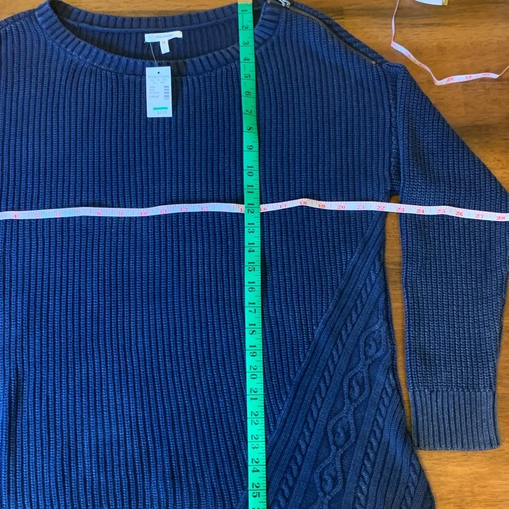 Maurices sweater NWT large navy blue denim look asymmetrical zipper on s… - Image 3