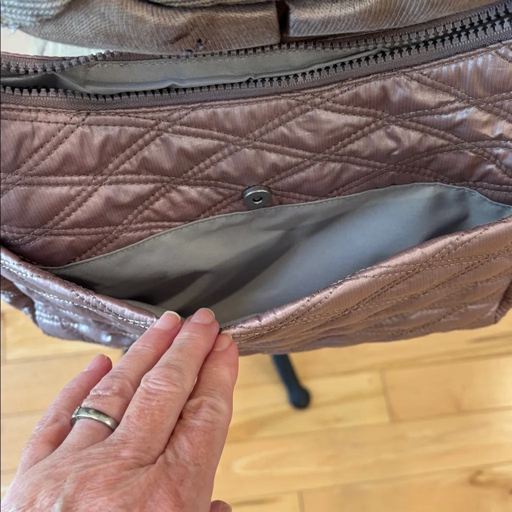 Baggallini Light pink mauve modern quilted nylon crossbody convertible RFID Bag - Image 7