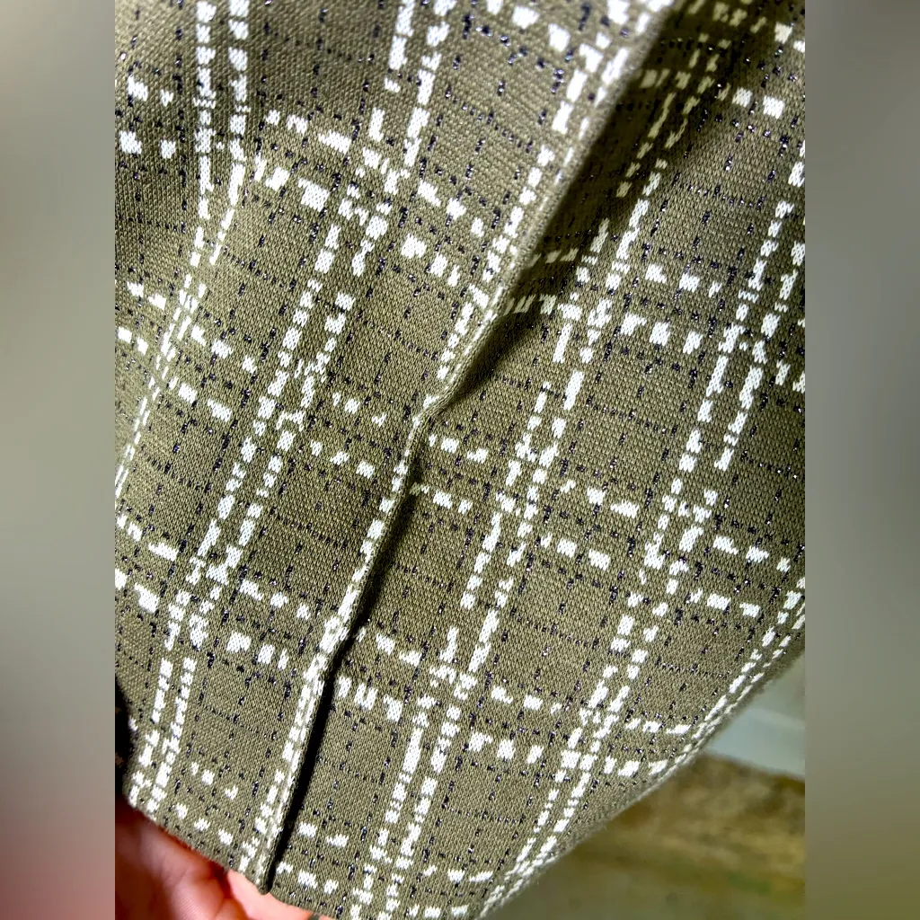 NWOT MAEVE by Anthropologie Brown Plaid with Black Sparkly stitch Wide - Image 7