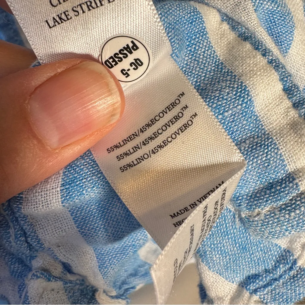 Rails Blue White Striped Linen Blend Button Down Shirt Womens S Lightweight Top - Image 9