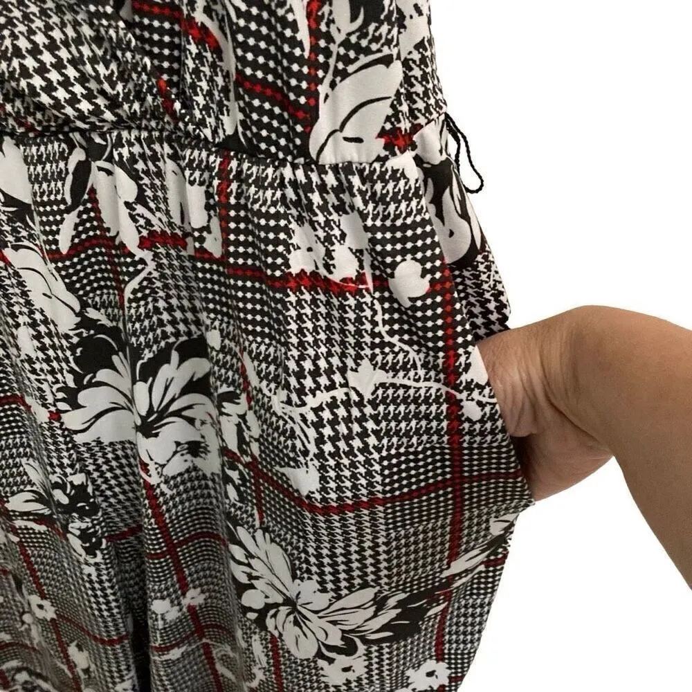 NY Collection Surplus V-neck Floral Houndstooth Sleeveless Jumpsuit women’s 2XP - Image 4