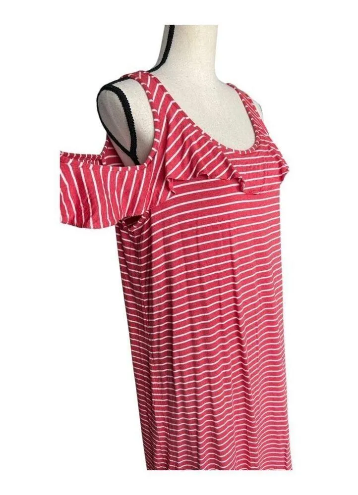 NWT Max Studio Red Striped Cold Shoulder Sundress Size L - Image 6