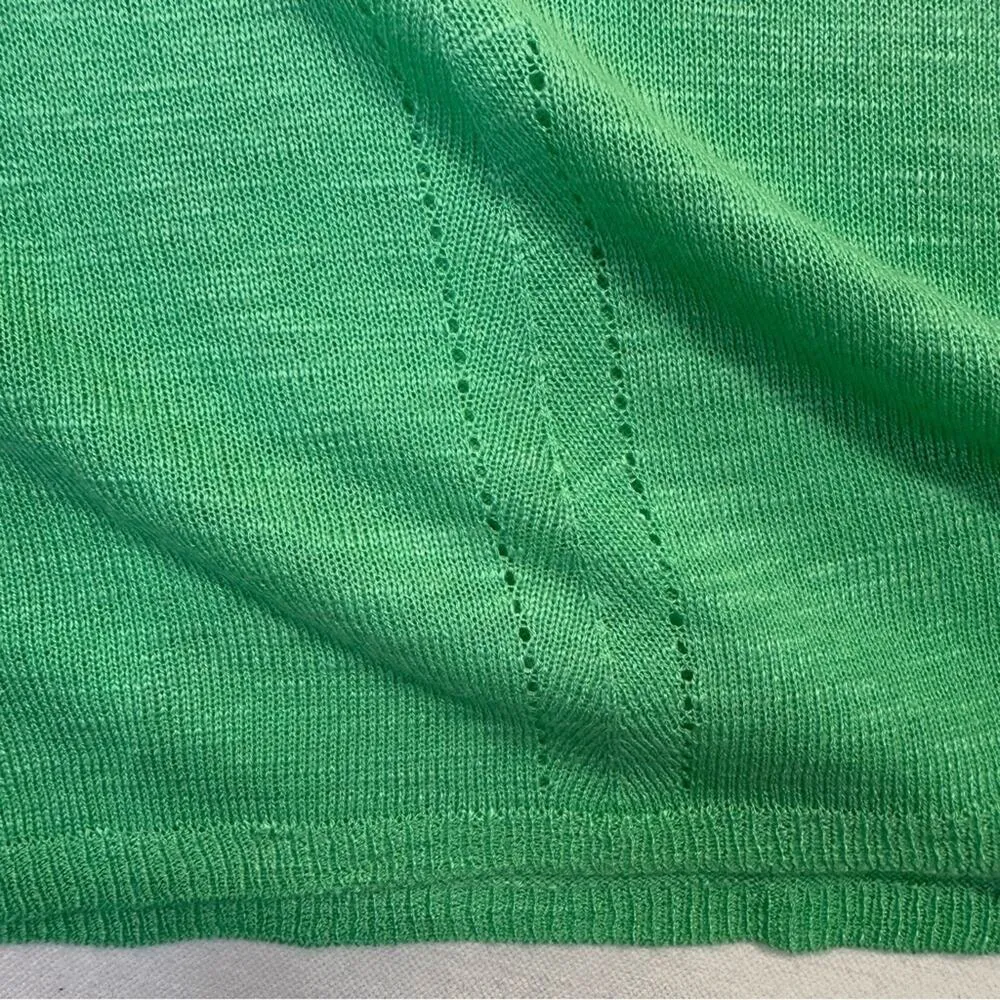 Ombré Cold Shoulder Knit Sweater Women’s Medium Cream Green lightweight - Image 5