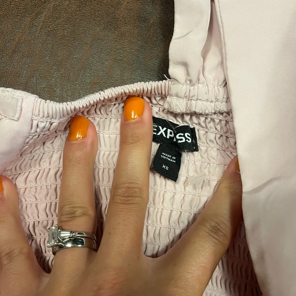 Express One Shoulder Statement Bow Corset Peplum Top Bubble Pink Size XS - Image 3