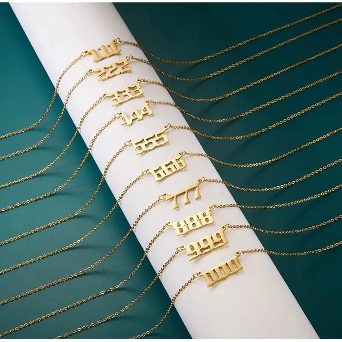 NWT SPIRITUAL YELLOW GOLD PLATED‎ 555 ANGEL NUMBER NECKLACE, GIFT, PRESENT - Image 8