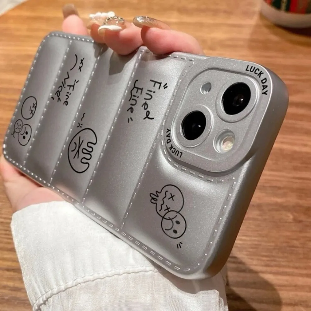 iPhone 11 cartoon face puffer case Silver - Image 4
