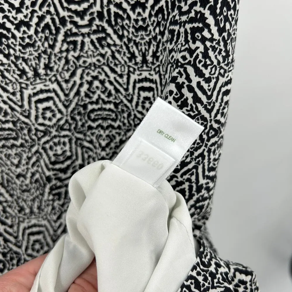 Garnet Hill Silk Dress Black Medallion Print Shift Long Sleeve Lined Size 12 - Image 6