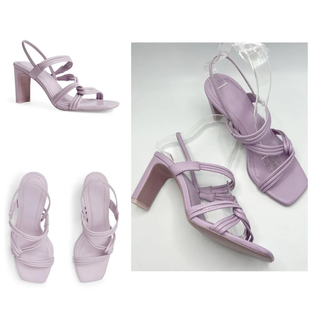 SANDRO Leather Slingback Sandals 70 Faye Size 37 EU in Purple Lavender - Image 2