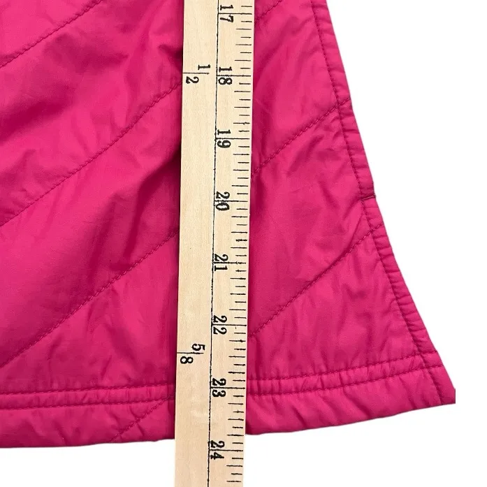 COLUMBIA Pink Full Zip Quilted Vest  Fleece Collar Side Pockets Size Large - Image 8