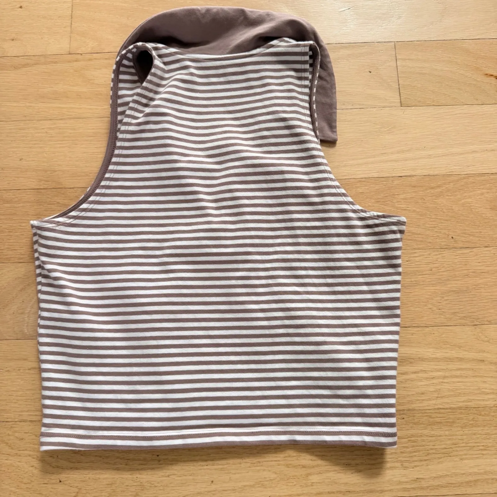 Abercrombie Fitch Striped Collared Crop Tank Top Women's Medium Soft Essentials - Image 5