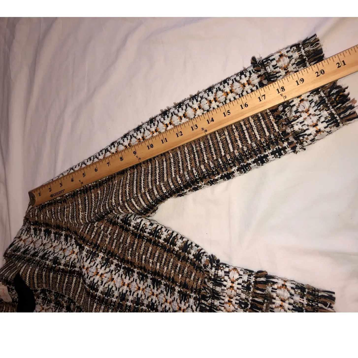 Tory Burch Jessica Tweed Jacket Size 6 Blazer Hidden Snaps Fringe Brown Black - Image 7