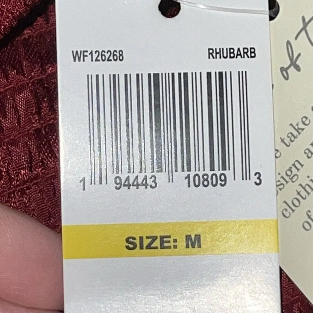 BOG Band Of The Free  LEA RHUBARB SMOCKED CROP TOP Medium Ruffle Red Puff Sleeve - Image 9