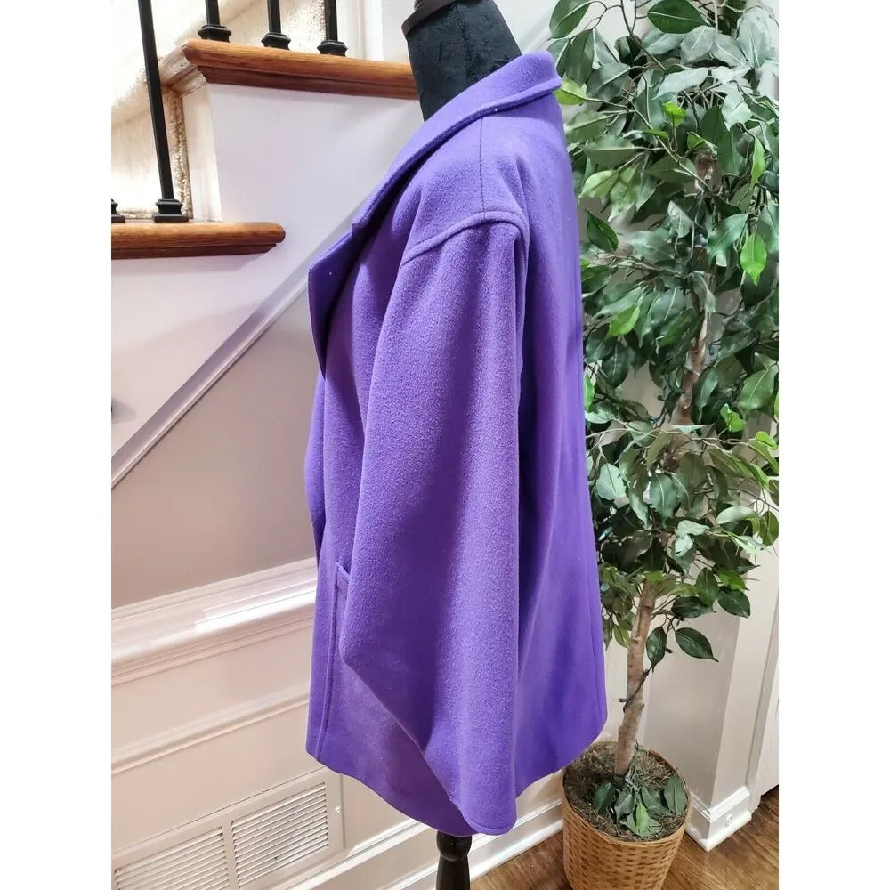 Vintage Fitz Solid Purple Long Sleeve Double Breasted Buttons Front Long Coat Size 18 - Image 5