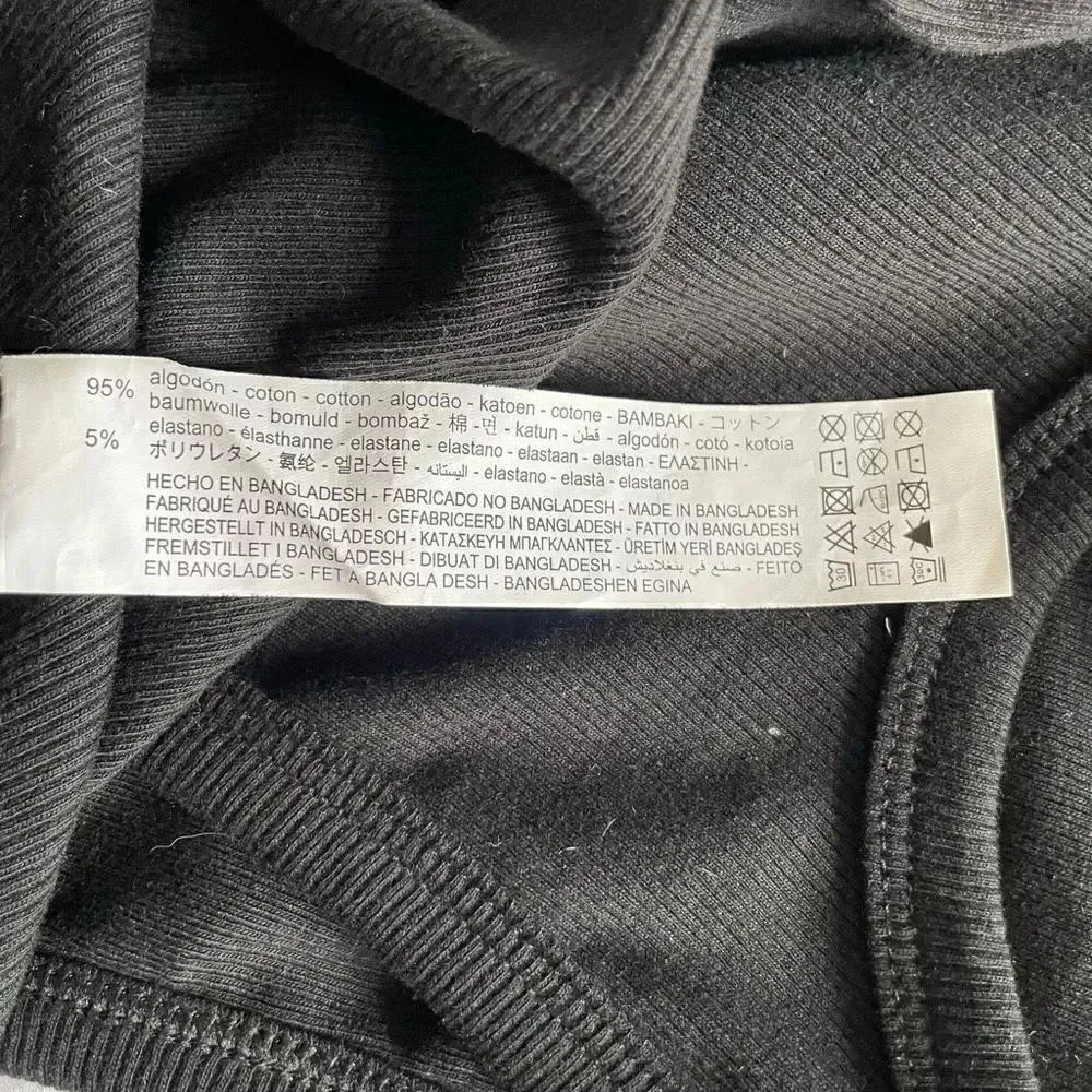 Zara Ribbed Mock Neck Black Racer Back Soft Cotton  Cropped Tank Top SZ S #1712 - Image 9