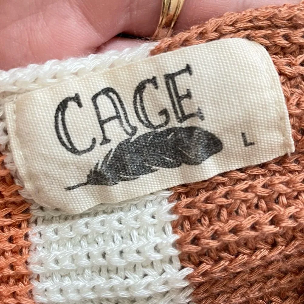 Cage Multicolor Colorblock Twist Back Lightweight Sweater Size Large Pastel Pink - Image 7