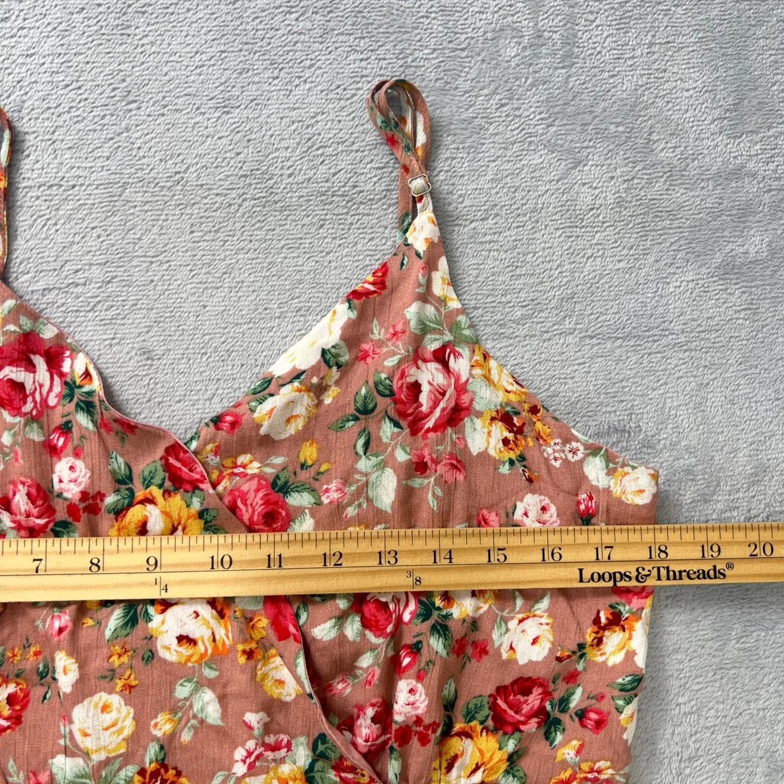 Lulus Floral Maxi Dress‎ Slit V Neck Sleeveless Pink Red Roses Summer Size Large - Image 10