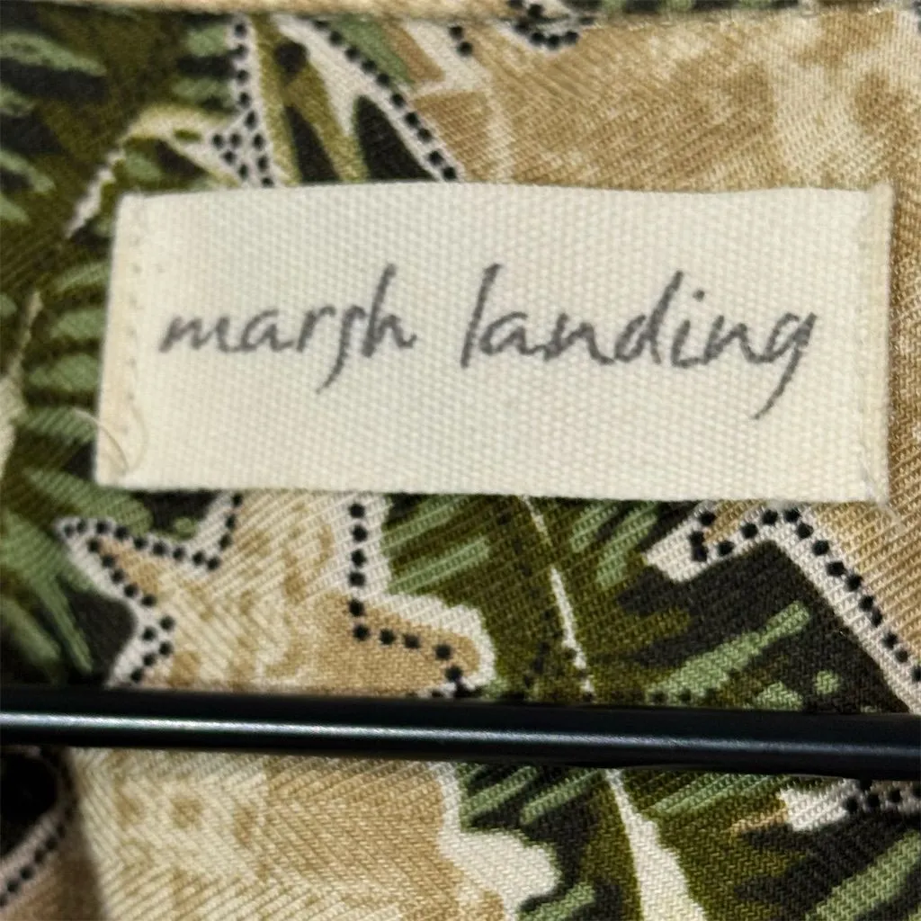 Marsh Landing Rayon Hawaiian Shirt Small Blue Green Floral Tropical Button Up - Image 7