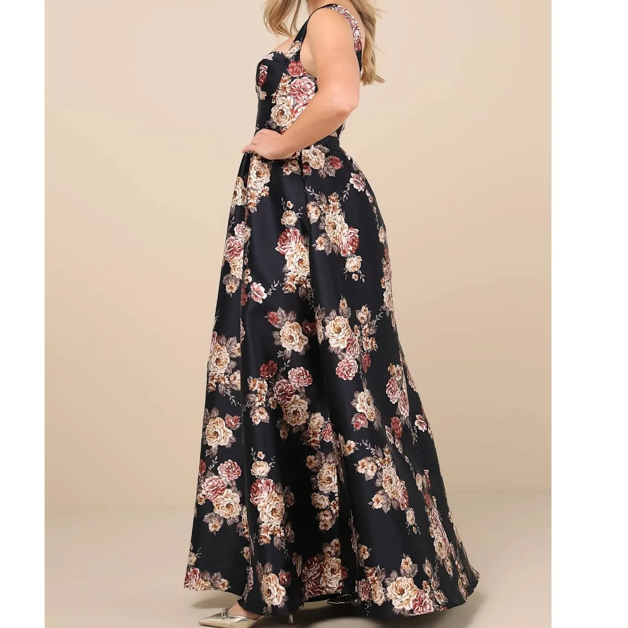 Lulus NWT Elegant Pick Navy Blue Floral Sleeveless Bustier Maxi Dress Medium - Image 2