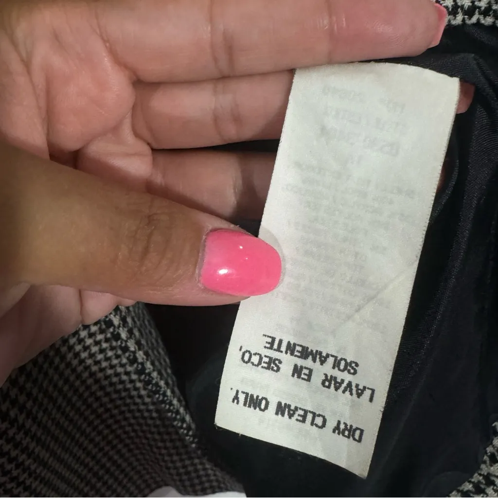 Sag Harbor Wool Blend Houndstooth Print Blazer Velvet Collar Black/White Size 14 - Image 5