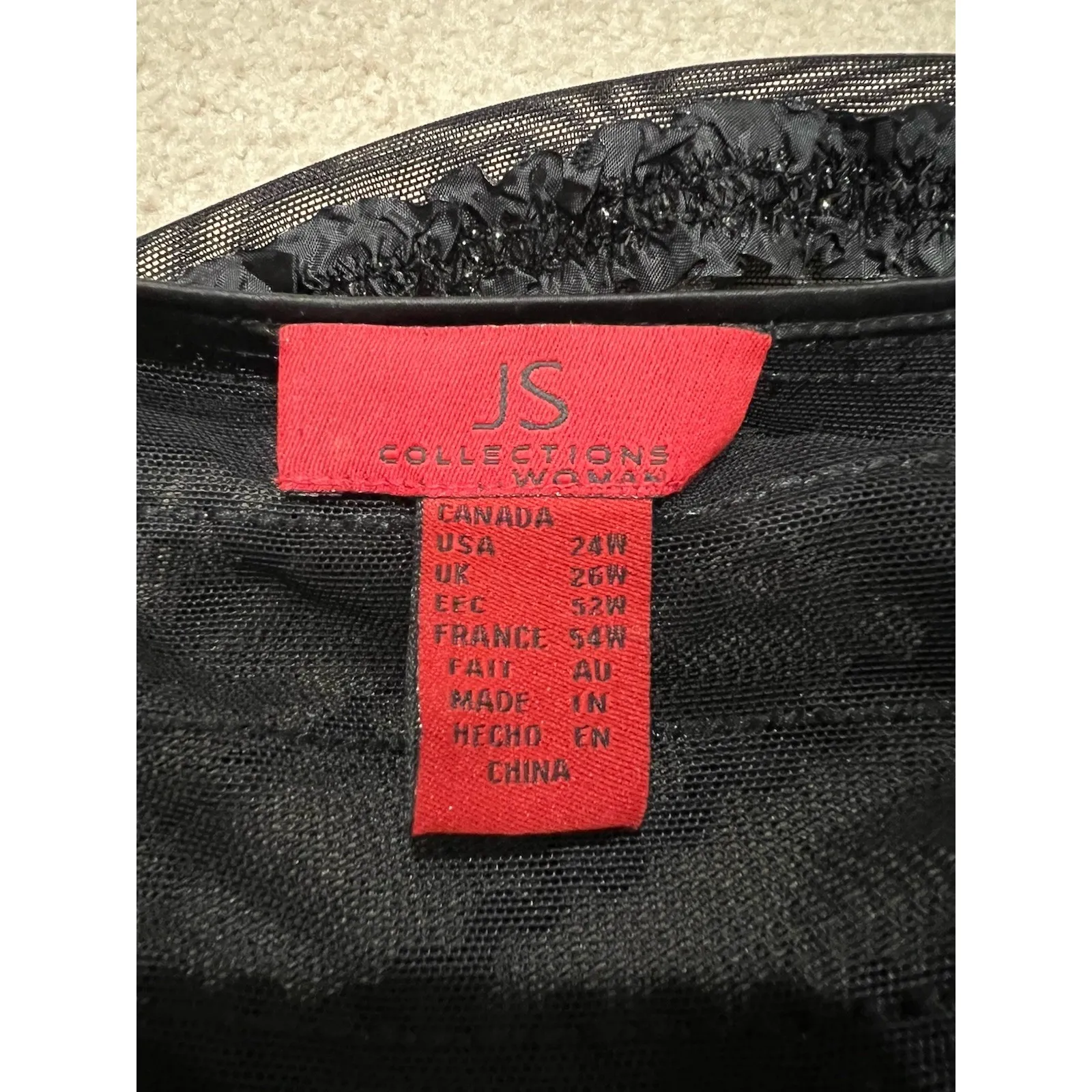 JS Collection Woman Black Ruffle Sparkle Mesh Bolero Shrug Size 24R Formal - Image 7