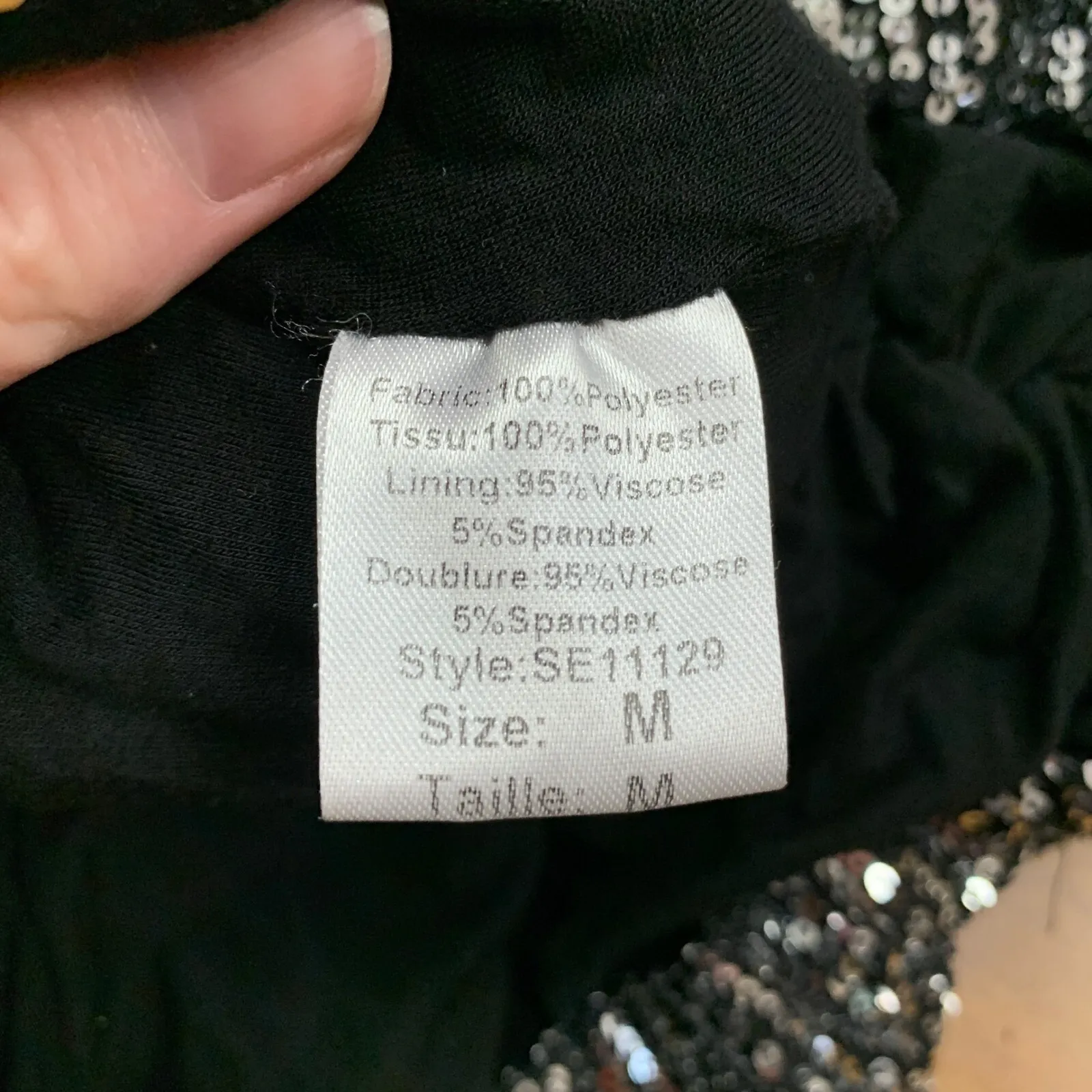 Elan Sequin Top‎ Womens Size Medium Sleeveless Blouse Party Sparkle Ruched Black - Image 6