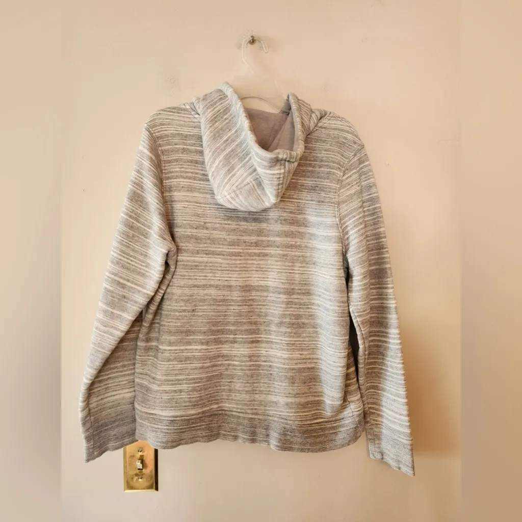 Carhartt grey striped hoodie logo on sleeve size womens large - Image 3