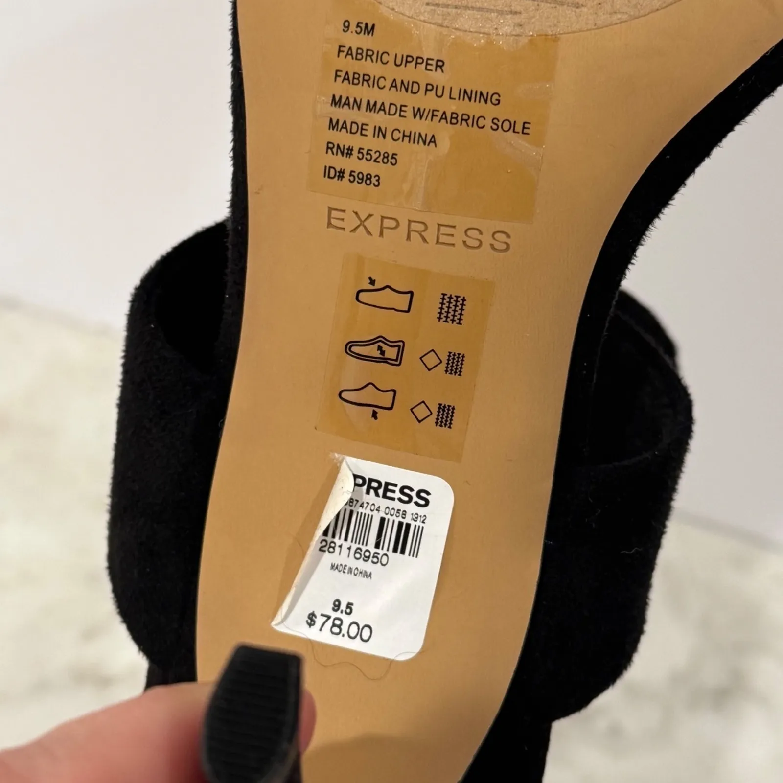 Express Black Suede Knotted Heeled Mules Heels Slip On Dress Shoes Size‎ 9.5 $78 - Image 5