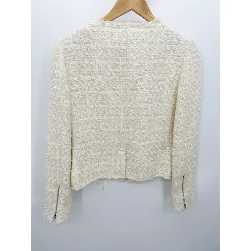 J.Crew Womens Cream Wool Mix Zip Up Blazer Jacket Size 4 Quiet Luxury Old Money - Image 2