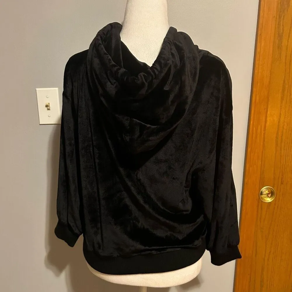 Alice‎ + Olivia black velour hoodie kangaroo pocket size XS NEW - Image 4
