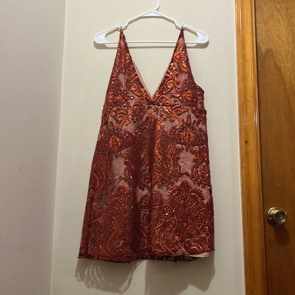 Free People Night Shimmer Mini Dress Magic Amethyst Size 12 - Image 3