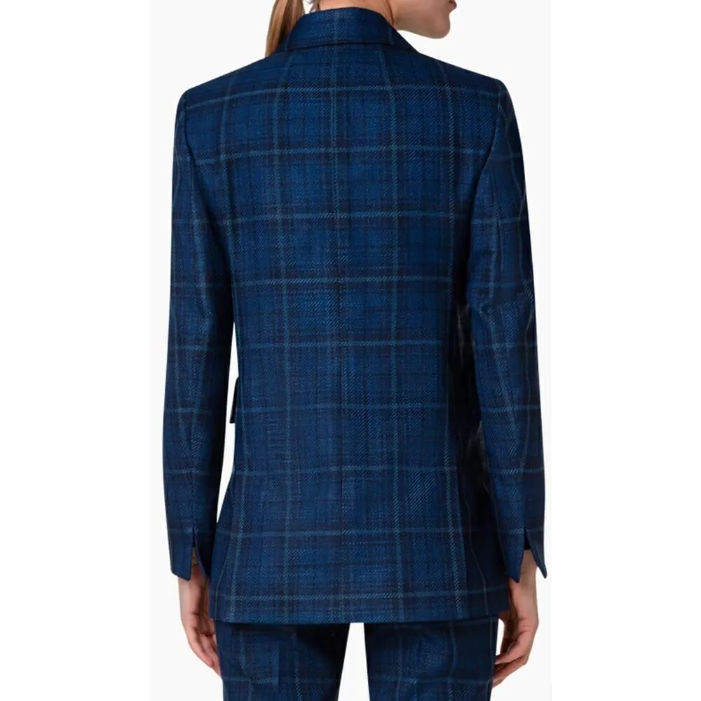 Akris Glenn Cotton-Silk Plaid Blazer Size 10 MSRP $3,990 - Image 5