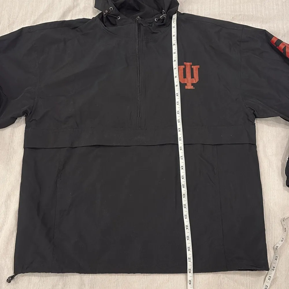 IU Indiana University Quarter Zip Pullover Windbreaker Jacket Black Size L - Image 7