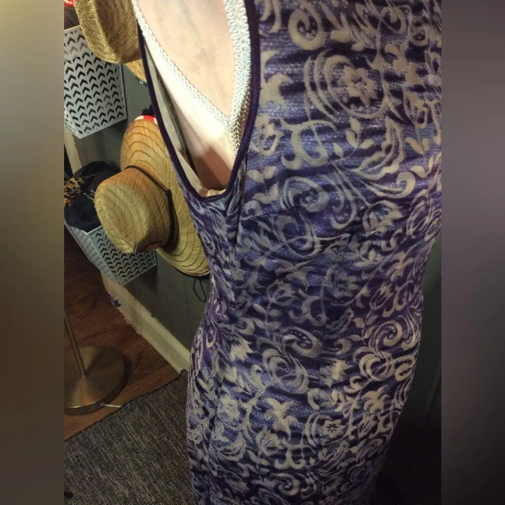 Y2K Rampage Sleeveless Floral Purple & Tan Maxi Dress Large - Image 4