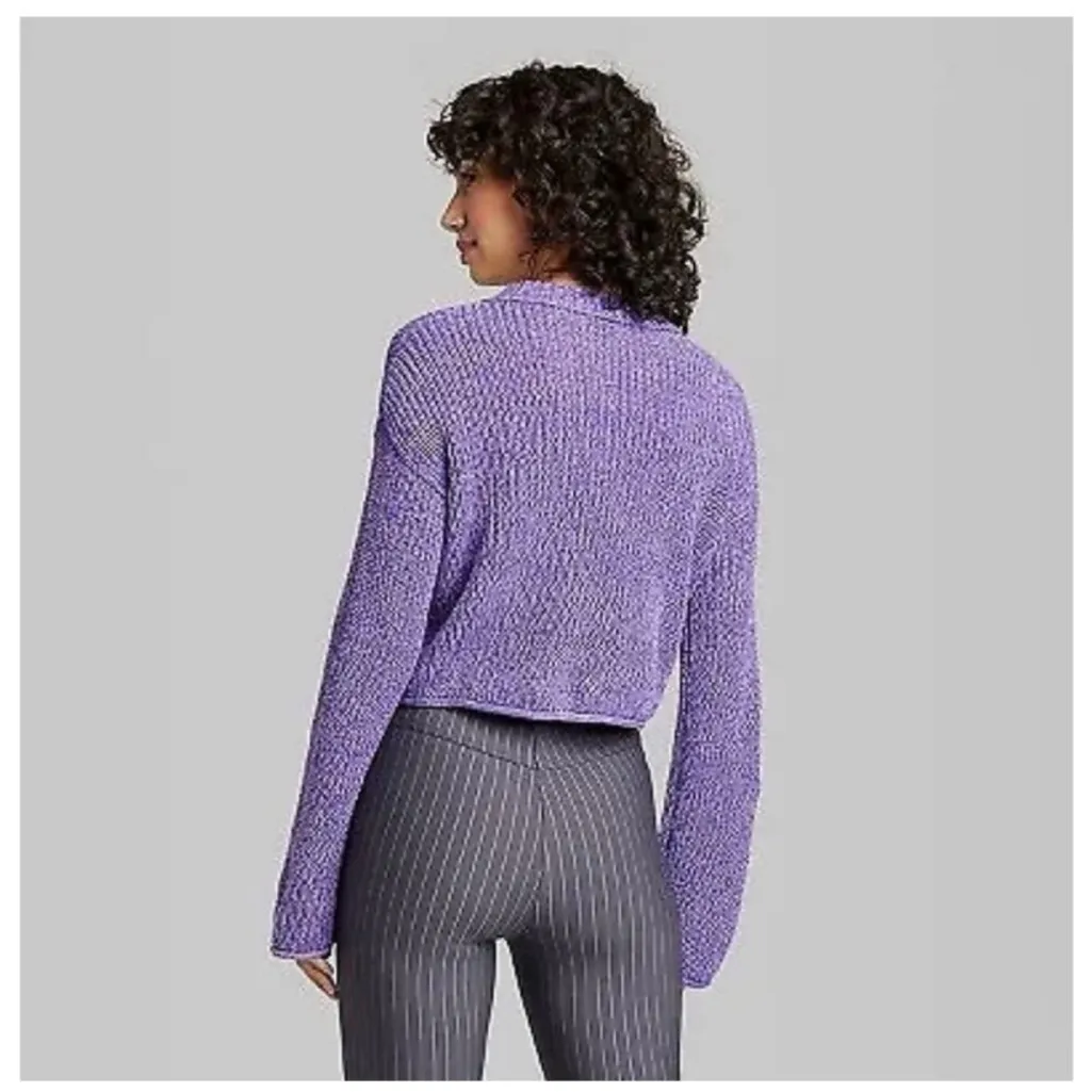 Wild fable purple cropped cable knit crewneck sweater XS - Image 3