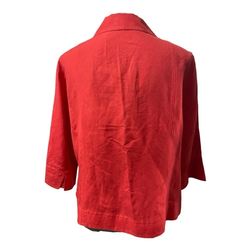 East 5th linen blend Coral Jacket Lite big coral buttons Sz: PXL - Image 3