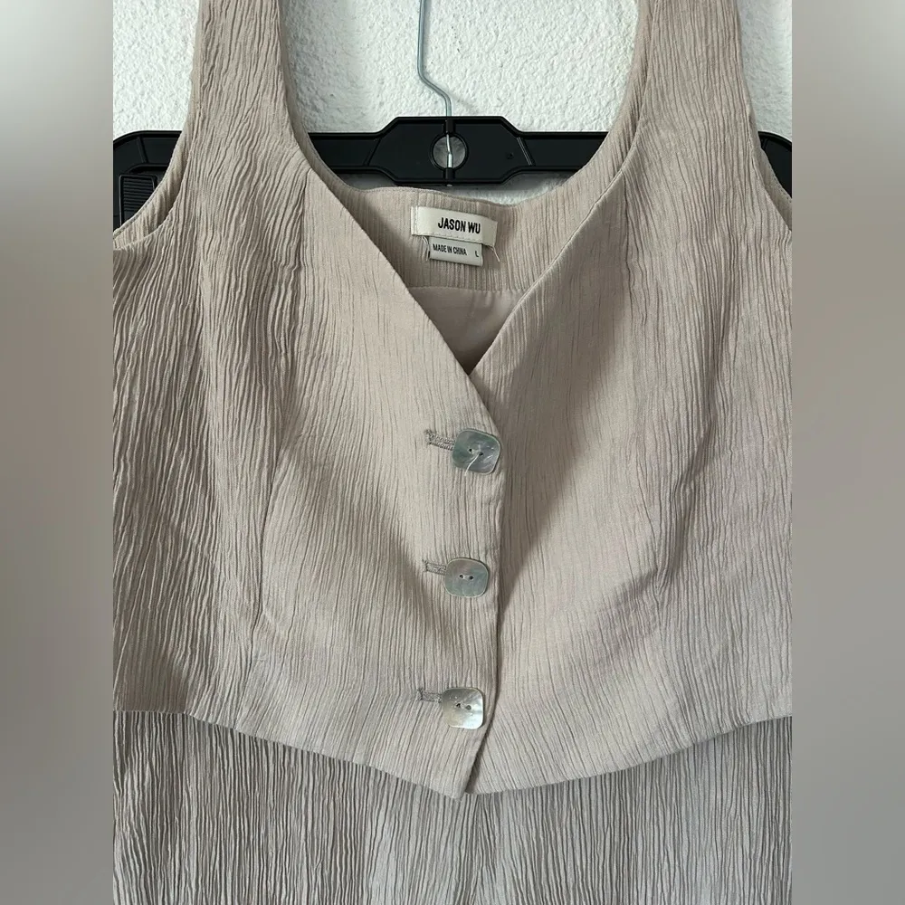 Jason wu 2 piece set crepe wide leg pant and vest top sz Large - Image 2