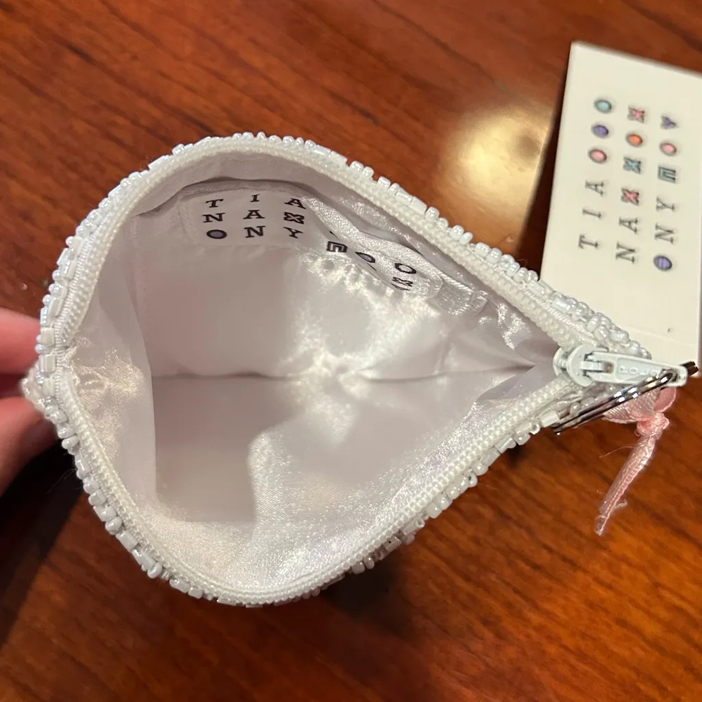 NWT Tiana NY Soleil White and Yellow Beaded Coin Purse Pouch - Image 10