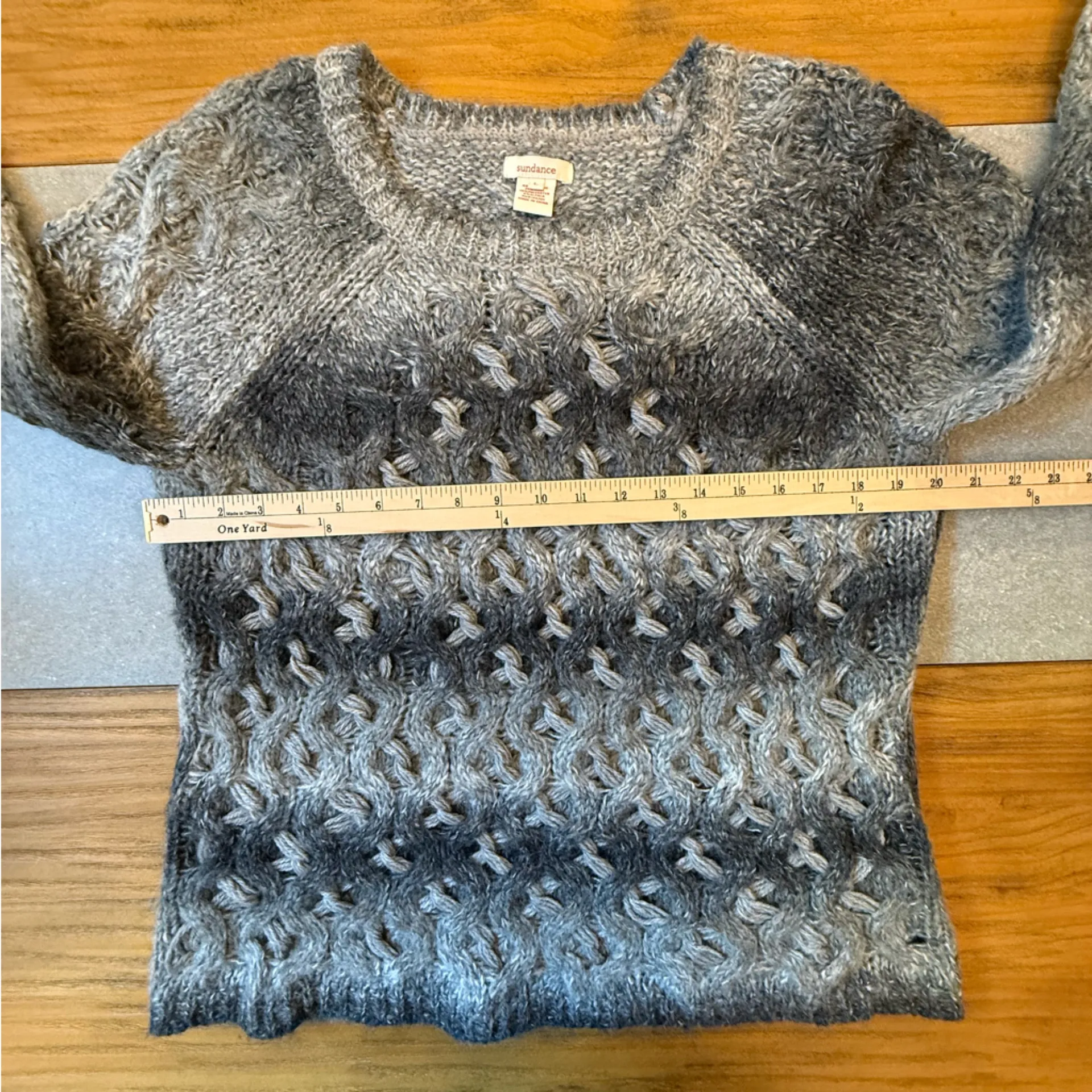 Sundance Gradient Gray Wool Blend Knit Sweater Size Large - Image 10
