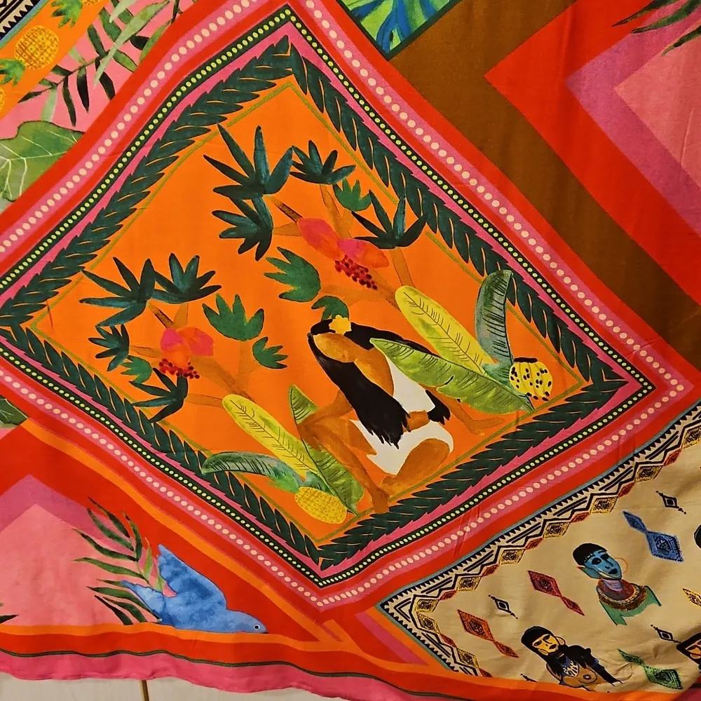 💕FARM RIO💕 Summer Scarf Sarong Swimsuit Cover Up ~ Multi-Color Tropical Print - Image 7